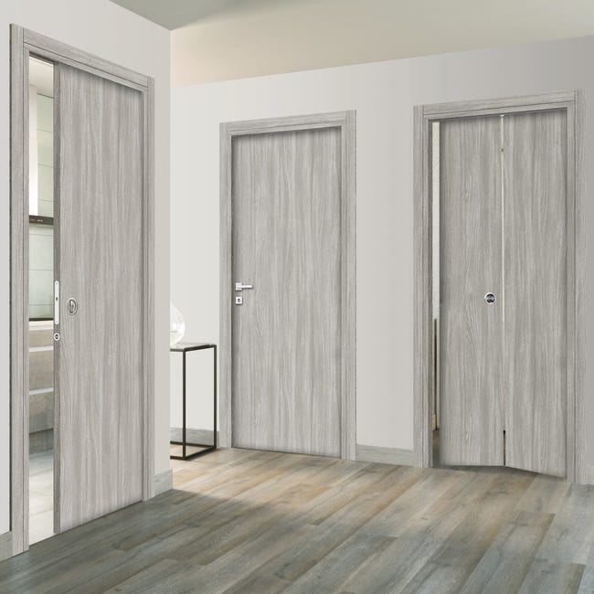 Leroymerlin Porta scorrevole Braque olmo grigio L 80 x H 210 cm reversibile Saldi Di Fabbrica