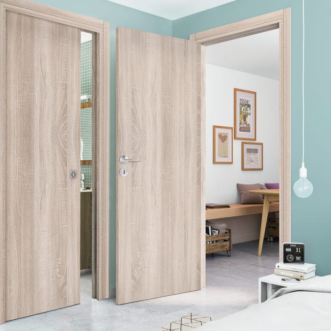 Leroymerlin Porta battente Brush rovere L 80 x H 210 cm reversibile Qualità Garantita
