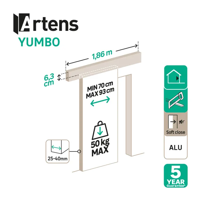 Leroymerlin Sistema scorrevole Atelier bianco per anta in legno e metallo L 1 86 m In Vendita