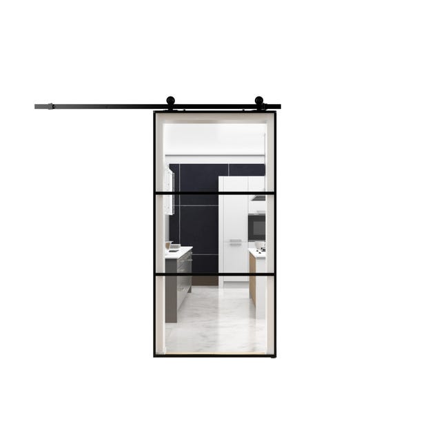Leroymerlin Porta scorrevole 3V trasparente in alluminio L 96 x H 215 cm con binario Industrial Spedizione Gratuita