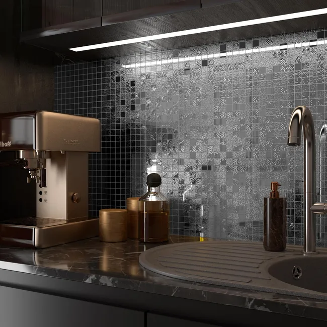 Leroymerlin Mosaico in vetro Ice Mirror argento L 29.7 x L 29.7cm x Sp. 4 mm Italia