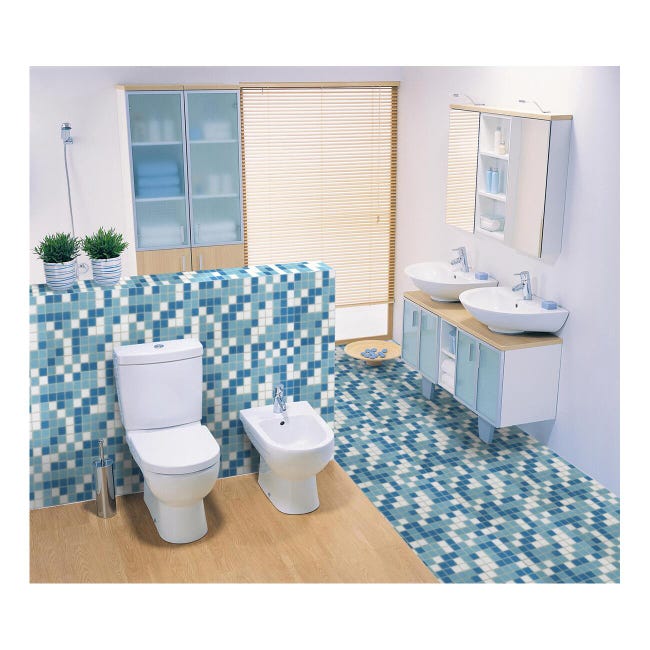 Leroymerlin Mosaico in vetro Classic Mix Swim blu e bianco L 32.7 x L 32.7cm x Sp. 4 mm 20 pezzi Promozione