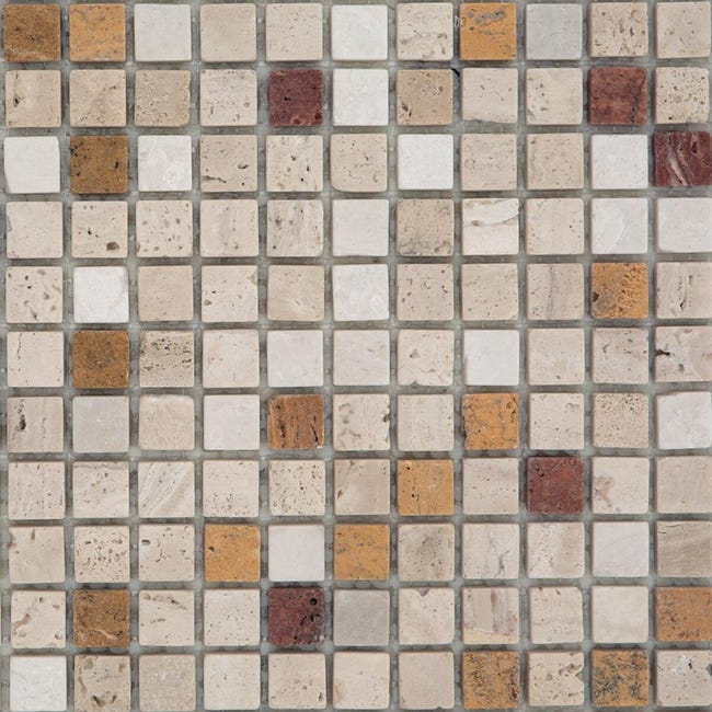 Leroymerlin Mosaico in pietra Travertino15 multicolore L 30 x L 30.5cm x Sp. 8 mm Qualità Garantita