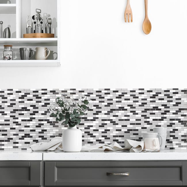 Leroymerlin Piastrella adesiva Murano Metallik SMART TILES bianco 23 x 26 cm spessore 2 mm confezione da 4 pezzi Negozi Online