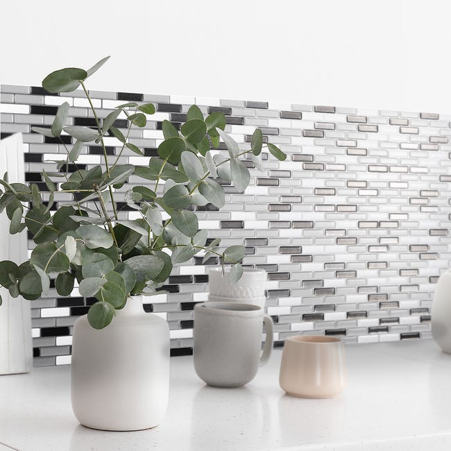Leroymerlin Piastrella adesiva Murano Metallik SMART TILES bianco 23 x 26 cm spessore 2 mm confezione da 4 pezzi Negozi Online