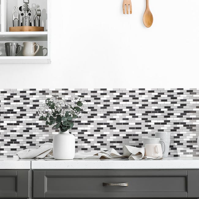 Leroymerlin Piastrella adesiva Murano Metallik SMART TILES bianco 23 x 26 cm spessore 2 mm confezione da 4 pezzi Negozi Online