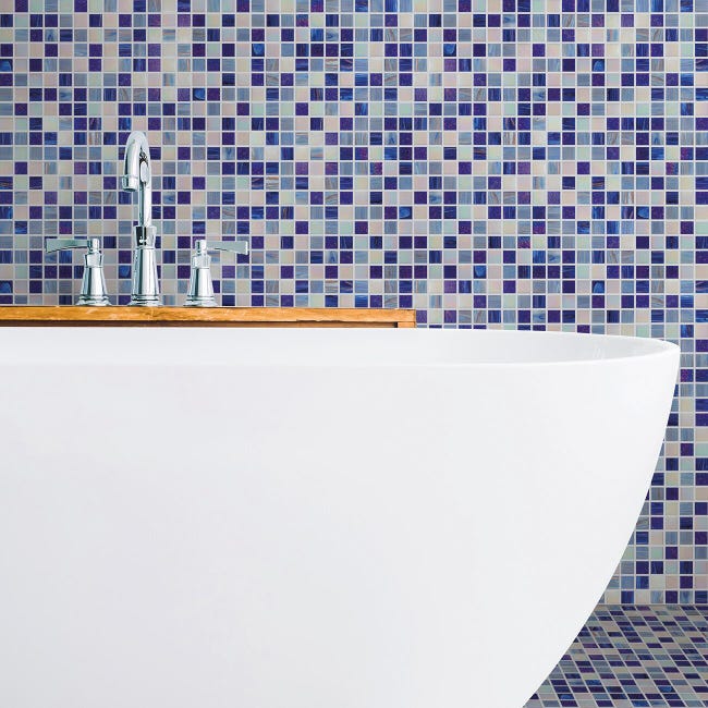 Leroymerlin Mosaico in vetro Chiffon blu e bianco e azzurro L 30 x L 31.8cm x Sp. 4 mm Acquista Ora
