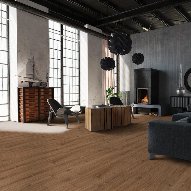 Leroymerlin Pavimento laminato ARTENS Waterwood marrone resistente all'acqua Sp 7mm Sottocosto