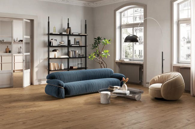 Leroymerlin Piastrella da pavimento e rivestimento interno rettificato Fable in gres porcellanato smaltato opaco marrone 120 x 20cm Sp. 9 mm traffico intenso (pei 4/5) R9 Vendita Economica