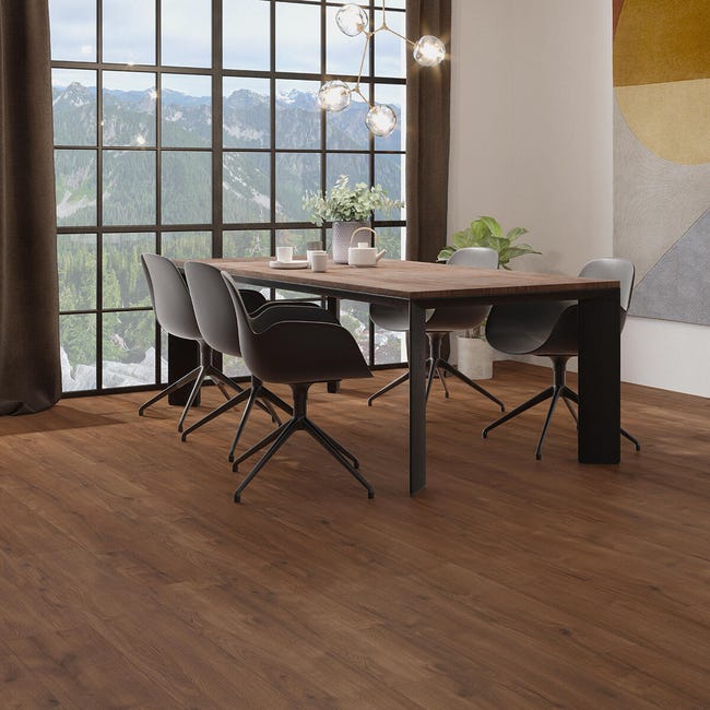 Leroymerlin Pavimento laminato ARTENS H20 GANDIS noce scuro resistente all'acqua Sp 10mm Nuovo