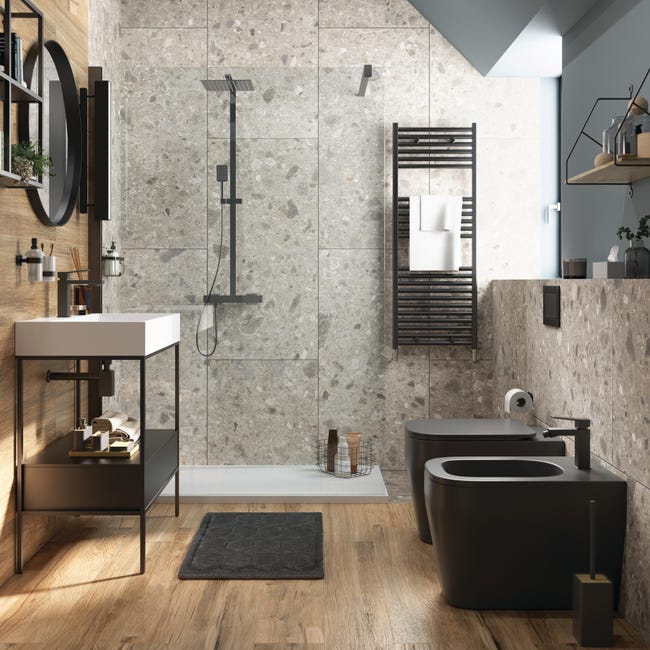 Leroymerlin Rubinetto per bidet Studio nero spazzolato lucido SENSEA Presa