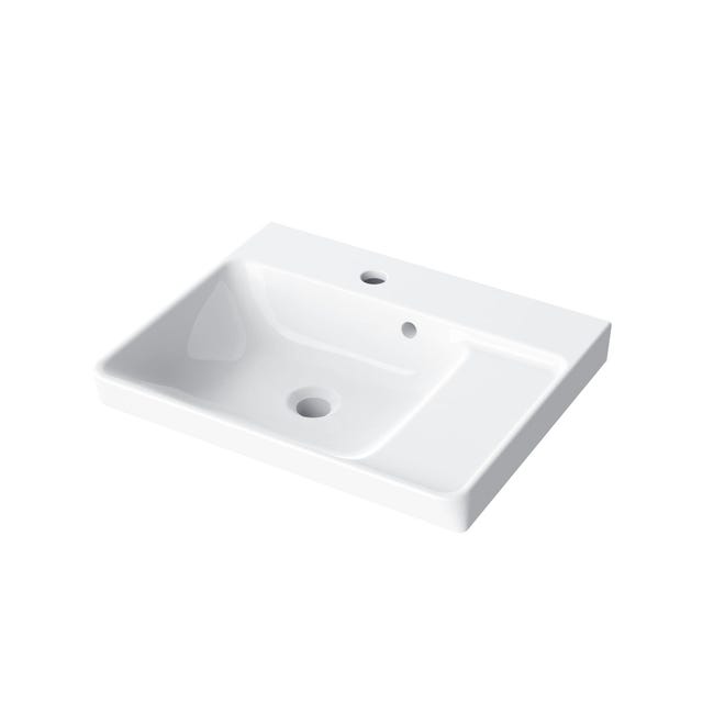 Leroymerlin Lavabo integrale a incasso bacino al centro rettangolare Easy L 51.4 x H 6 x P 42.4 cm in ceramica bianco Super sconto