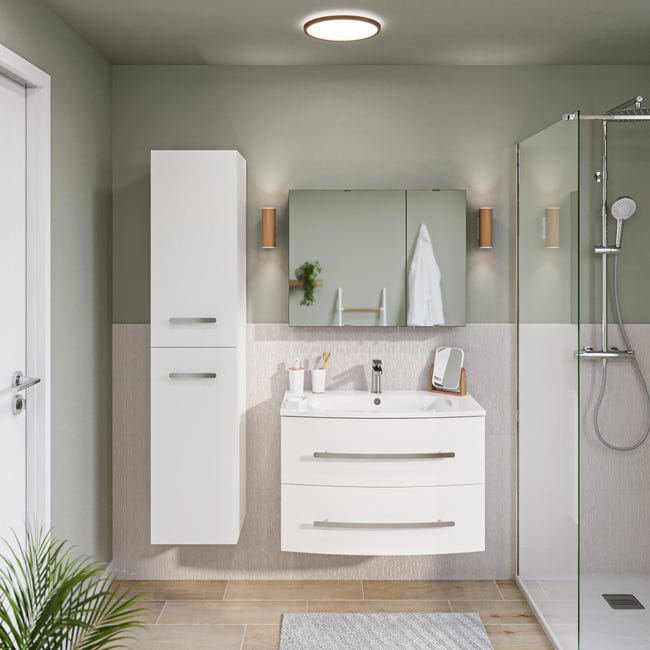 Leroymerlin Mobile da bagno sotto lavabo Perla bianco laccato opaco L 81.2 x H 53.7 x P 47.5 cm 2 cassetti lavabo non incluso Promozione Limitata