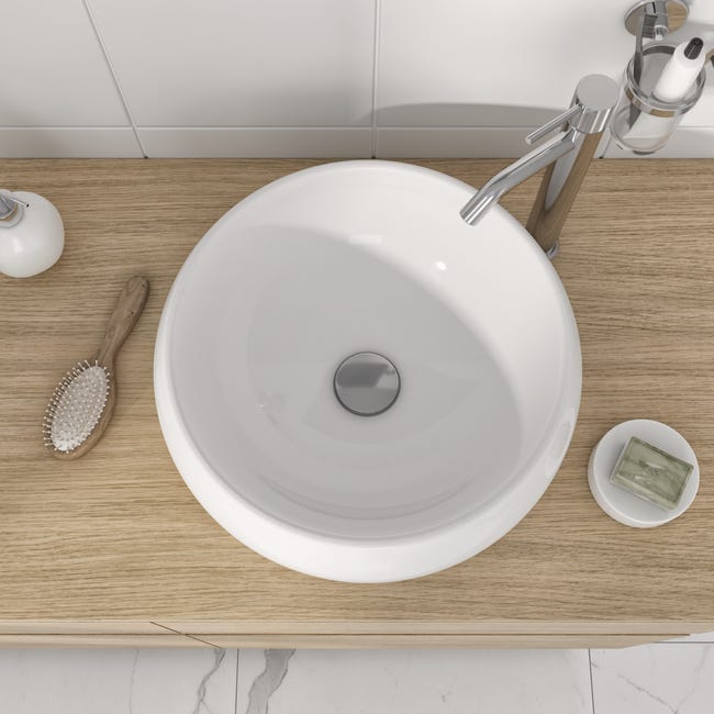 Leroymerlin Lavabo da appoggio Lune tondo in ceramica L 40 x P 40 x H 15.5 cm bianco Sconto