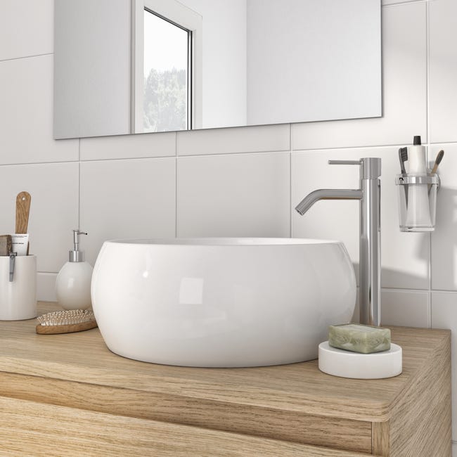 Leroymerlin Lavabo da appoggio Lune tondo in ceramica L 40 x P 40 x H 15.5 cm bianco Sconto
