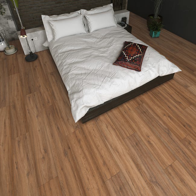 Leroymerlin Pavimento laminato ARTENS H2O HONEY marrone resistente all'acqua Sp 8mm Outlet