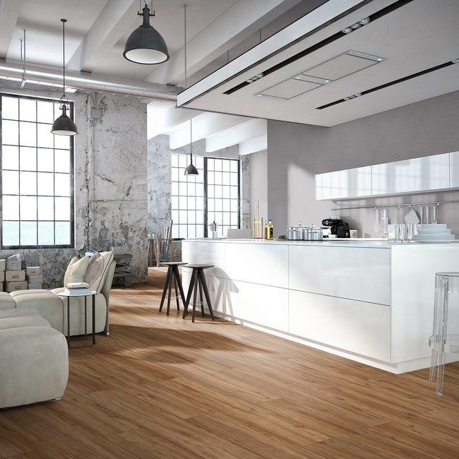Leroymerlin Pavimento laminato ARTENS H2O HONEY marrone resistente all'acqua Sp 8mm Outlet