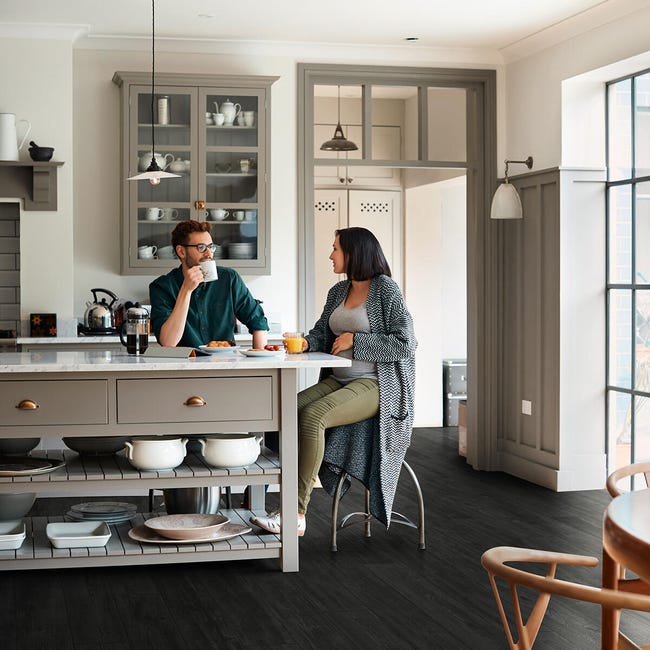 Leroymerlin Pavimento laminato ARTENS Oak black nero resistente all'acqua Sp 8mm Negozio
