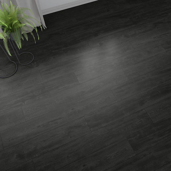 Leroymerlin Pavimento laminato ARTENS Oak black nero resistente all'acqua Sp 8mm Negozio