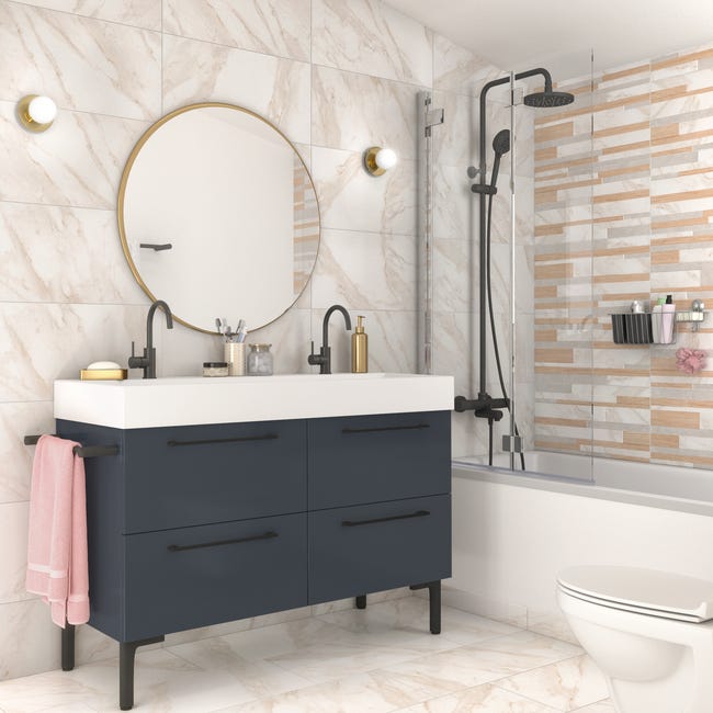 Leroymerlin Piastrella battiscopa Remix marble colore bianco H 0.74 x L 60 cm x Sp 7.4 mm Italy