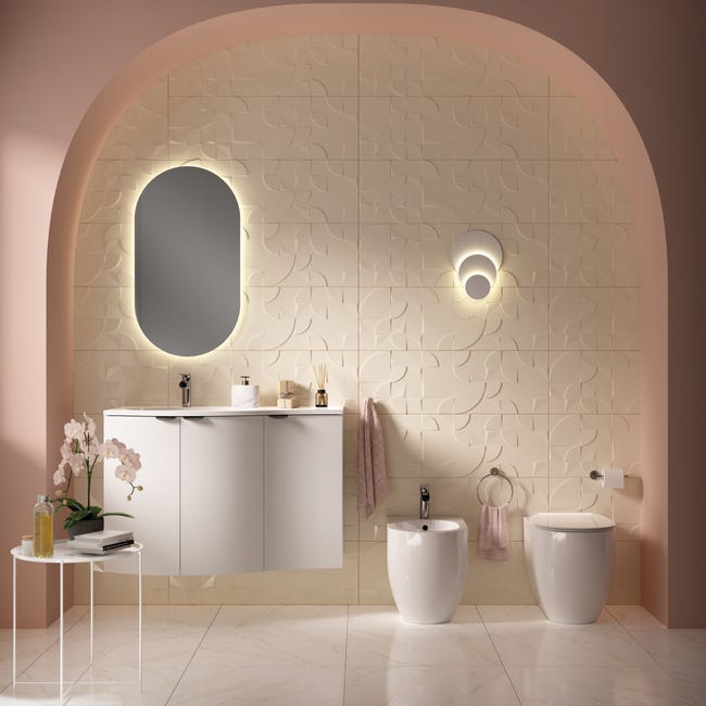 Leroymerlin Piastrella da rivestimento interno rettificato Remix in gres porcellanato smaltato opaco bianco e beige 60 x 60cm Sp. 7.4 mm traffico intenso (pei 4/5) R9 Offerta esclusiva