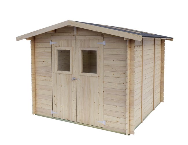 Leroymerlin Casetta da giardino in legno Silvy Bh25 249x249 cm Pefc Legno grezzo con porta doppio battente superficie totale 6.2 m² e spessore parete 25 mm Fino al 55% di sconto