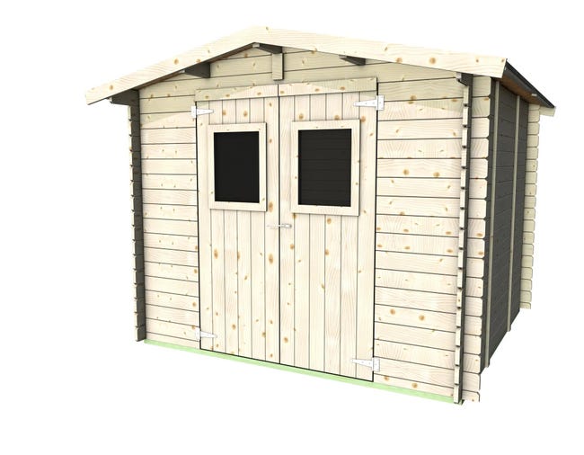 Leroymerlin Casetta da giardino in legno Silvy Bh25 249x249 cm Pefc Legno grezzo con porta doppio battente superficie totale 6.2 m² e spessore parete 25 mm Fino al 55% di sconto