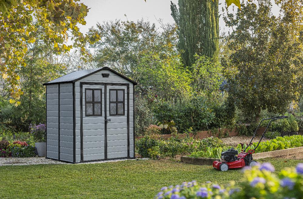 Leroymerlin Casetta da giardino KETER in polipropilene Exclusive Grigio chiaro con porta doppio battente superficie totale 2.81 m² e spessore parete 16 mm Solo un giorno rimasto