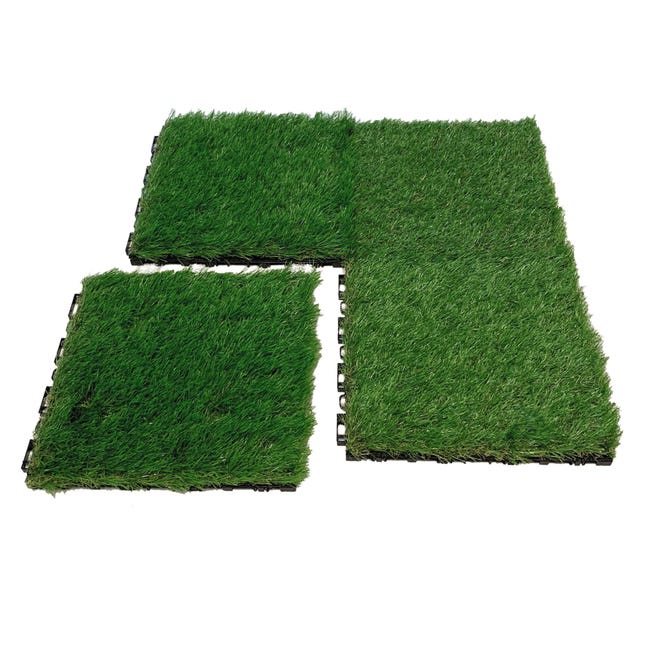 Leroymerlin Piastrelle ad incastro 4F GROUP Erba 9 pezzi in pvc 30 x 30 cm Sp 30 mm verde Trasporto libero internazionale