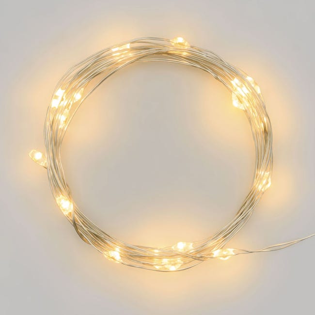 Leroymerlin Catena luminosa 40 lampadine LED bianco caldo Micro 4 m