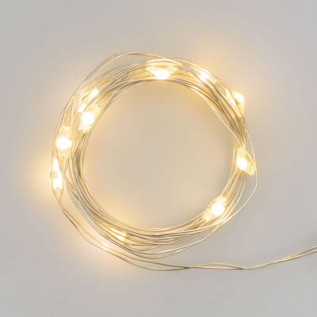 Leroymerlin Catena luminosa 20 lampadine LED bianco caldo Micro 2 m