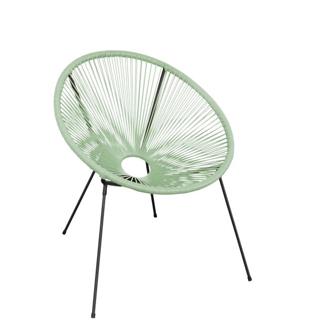 Leroymerlin Sedia da giardino senza cuscino Acapulco in acciaio con seduta in rattan sintetico verde