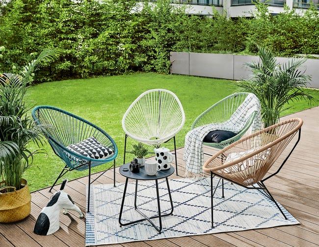 Leroymerlin Sedia da giardino senza cuscino Acapulco in acciaio con seduta in rattan sintetico verde Affare Del Giorno