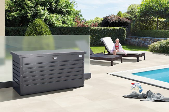 Leroymerlin Baule BIOHORT 130 in acciaio grigio scuro L 134 x H 71 x P 62 cm Presa