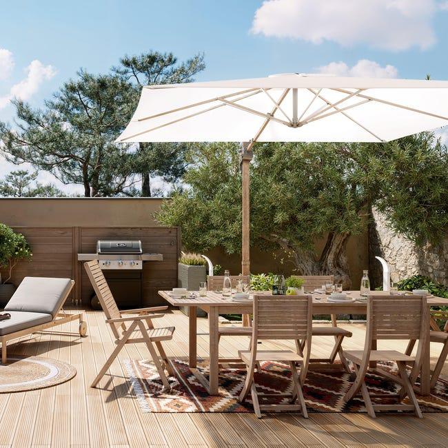 Leroymerlin Sedia da giardino senza cuscino Solaris NATERIAL pieghevole con braccioli in acacia con seduta in acacia marrone In Vendita
