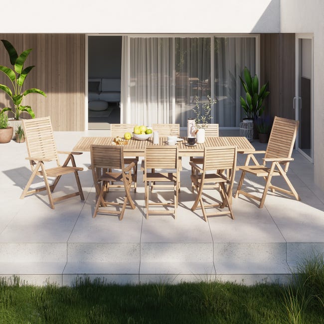 Leroymerlin Sedia da giardino senza cuscino Solaris NATERIAL pieghevole con braccioli in acacia con seduta in acacia marrone In Vendita