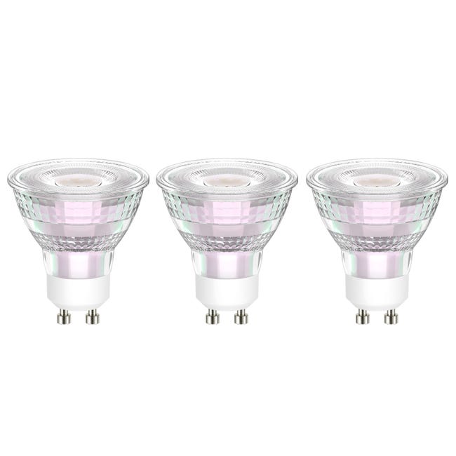 Leroymerlin Set da 3 lampadine LED GU10 faretto trasparente luce calda 3.9W= 450LM (equiv 50 W) 100° LEXMAN Vendita Calda