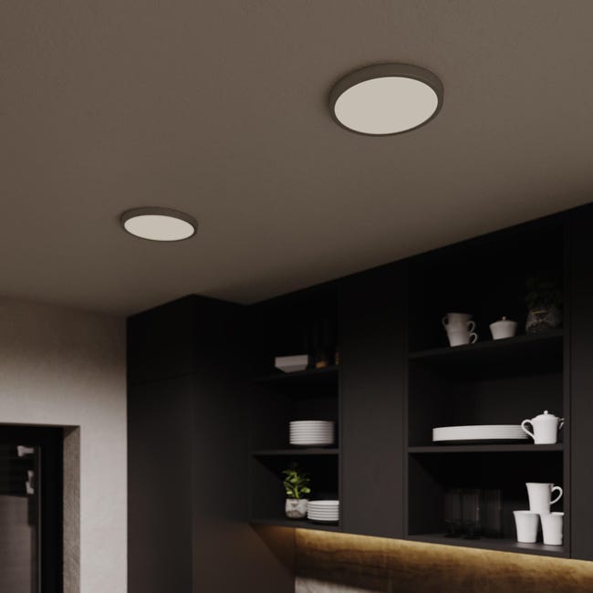 Leroymerlin Faretto fisso da incasso LED Sanoa tondo nichel foro incasso 22 5 cm luce passaggio dal bianco caldo al bianco neutro