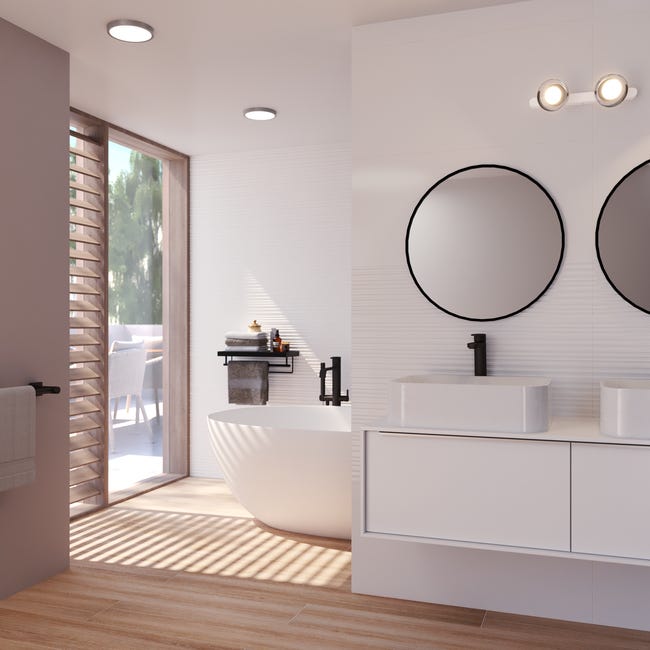 Leroymerlin Faretto fisso da incasso LED Sanoa tondo nichel foro incasso 22 5 cm luce passaggio dal bianco caldo al bianco neutro Sconto di tempo limitato