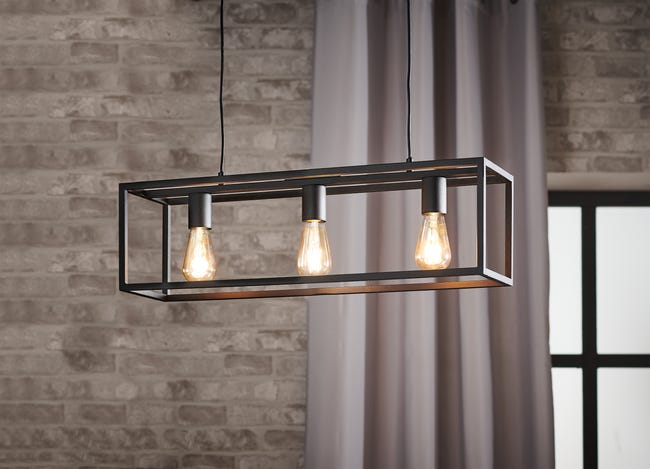 Leroymerlin Lampadario Design Eldrick nero 3x E27 INSPIRE Offerta speciale