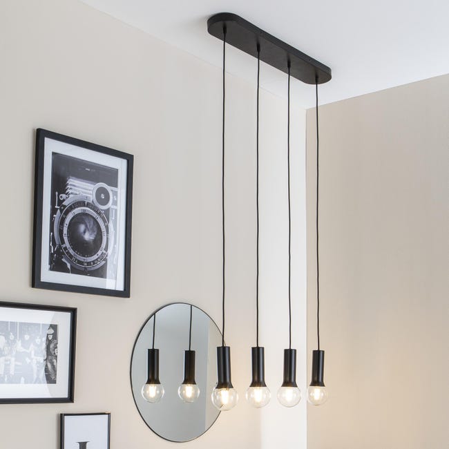 Leroymerlin Lampadario Design Hoki nero 4x E27 INSPIRE Black Friday