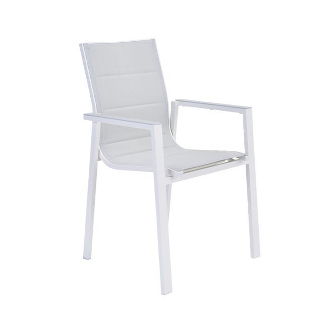 Leroymerlin Sedia da giardino senza cuscino Orion NATERIAL con braccioli in alluminio con seduta in textilene bianco 50% di sconto per tempo limitato
