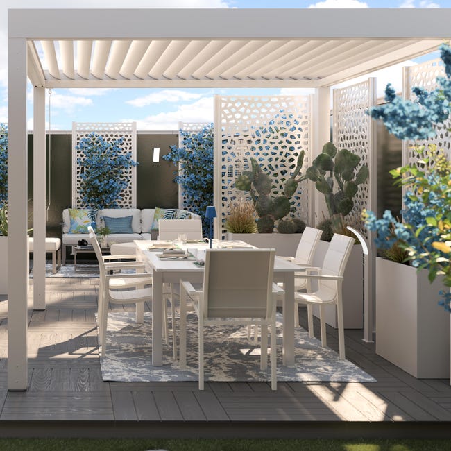 Leroymerlin Sedia da giardino senza cuscino Orion NATERIAL con braccioli in alluminio con seduta in textilene bianco 50% di sconto per tempo limitato