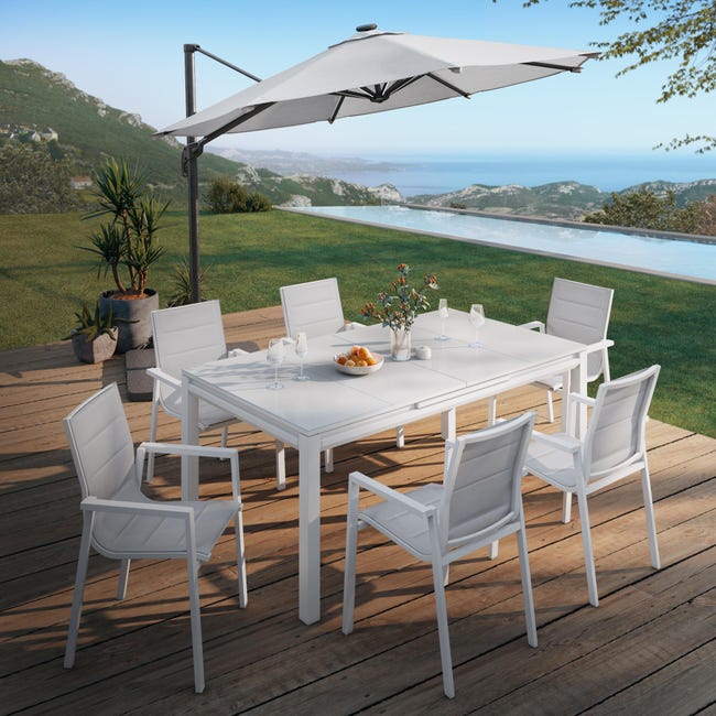 Leroymerlin Sedia da giardino senza cuscino Orion NATERIAL con braccioli in alluminio con seduta in textilene bianco 50% di sconto per tempo limitato