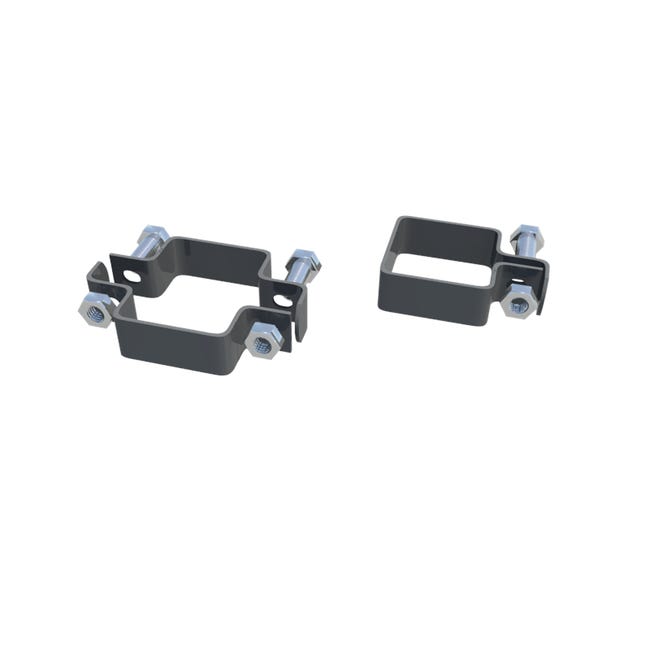 Leroymerlin Collare di fissaggio in ACCIAIO FERRO BULLONI Doppio quadrato H 3.5 cm x L 11 cm x L 11 cm antracite Italy