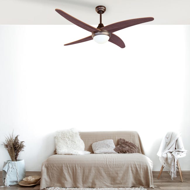 Leroymerlin Ventilatore da soffitto Mar Regal noce scuro Ø 122 cm CCT dimmerabile SULION IP20 Convenienza