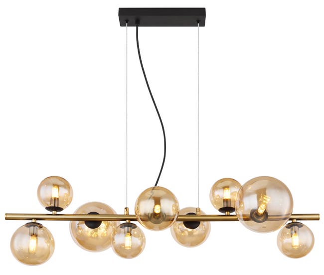 Leroymerlin Lampadario LED moderno Riha dorato Ø36cm luce calda 80 lumen GLOBO Vendite Flash