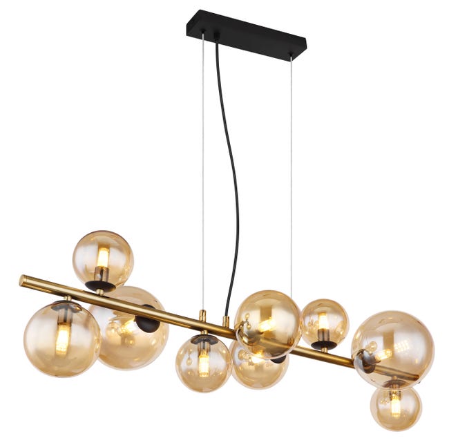 Leroymerlin Lampadario LED moderno Riha dorato Ø36cm luce calda 80 lumen GLOBO Vendite Flash