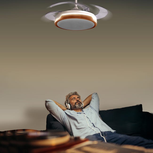 Leroymerlin Ventilatore da soffitto Yang bianco Ø 107 cm CCT SULION IP20 Comprare a buon mercato