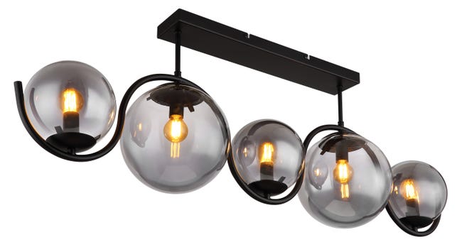 Leroymerlin Plafoniera moderno Porry 5 x E14 nero 20 cm Online Outlet